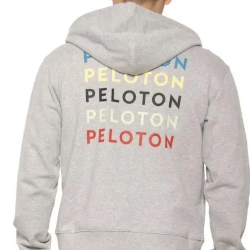 Peloton  Full Zip Hoody Jacket  XL X-Large l Men Grey Logo Repeat